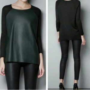 Zara Knit Faux Leather Front Sweater